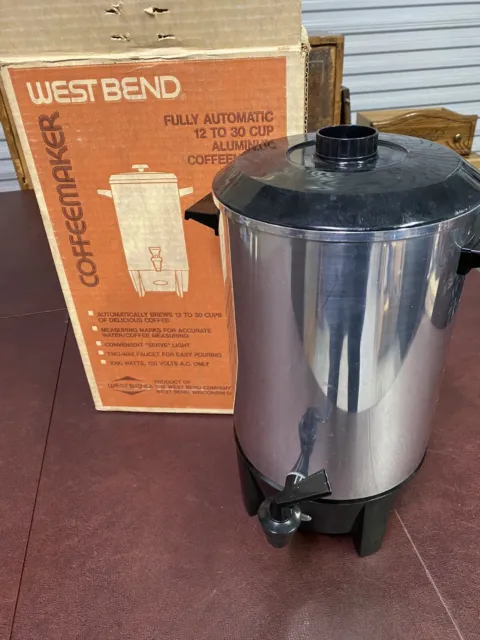 Vintage West Bend Avocado 30 Cup Coffee Urn Percolator 1971