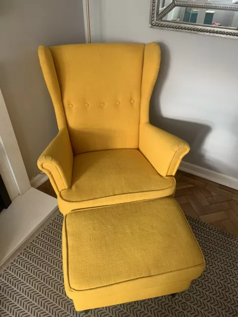 Ikea yellow wingback chair discount