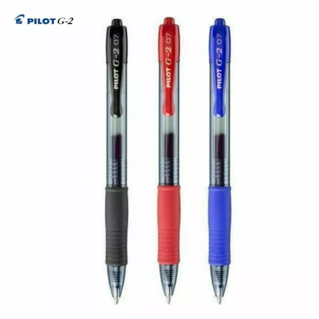 Pilot G2 bolígrafo de gel punta 0,7 mm en varios colores - Azul Negro y Rojo