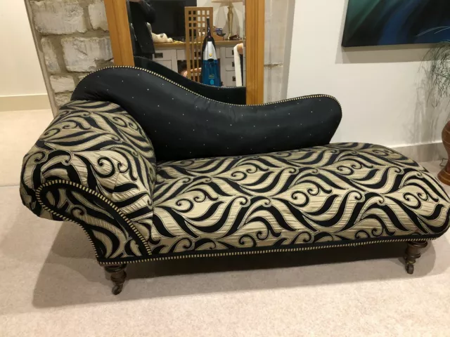 Chaise lounge antique been upholstered in tapestry material Victorian