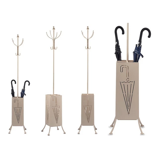 Guardaroba appendiabiti portaombrelli metallo crema 34 x 188 x 34 cm