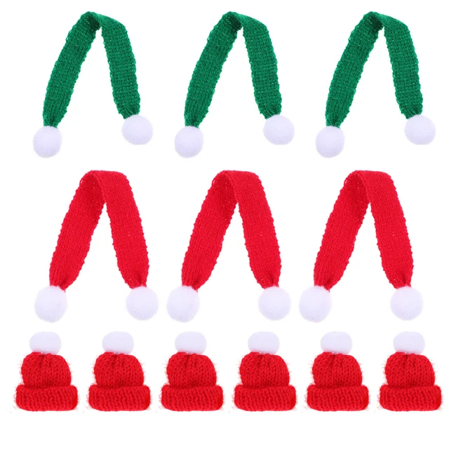 36 Pcs Xmas Party Ornament Christmas Craft Wine Bottle Santa Cap Scarf Crafts