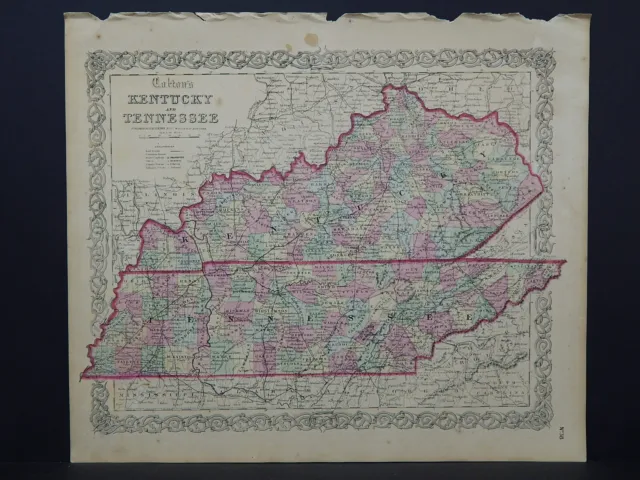 Colton's Maps, 1855, Authentic  Kentucky and Tennessee  R8#10
