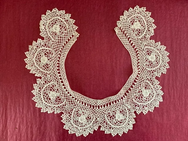 Beautiful Antique Handmade Edwardian French Collar - Irish lace