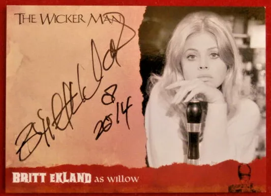 THE WICKER MAN - BRITT EKLAND / Willow - Personally Signed Autograph Card - 2014