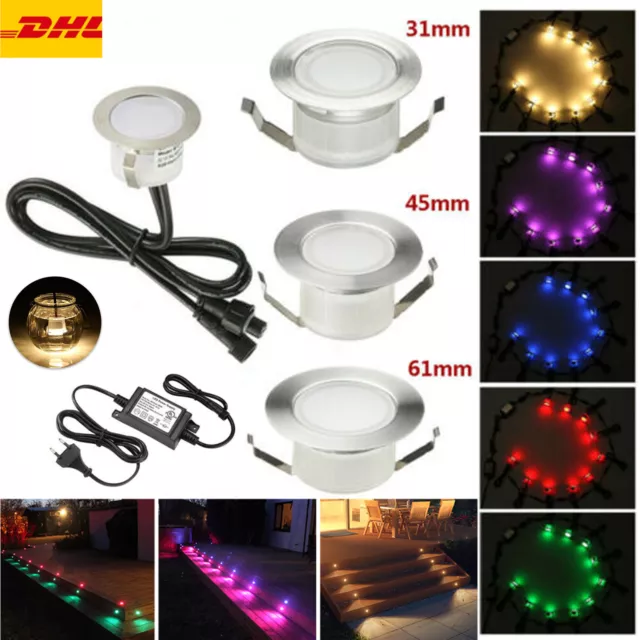 Ø30MM-Ø61MM LED Boden Einbaustrahler Außen Terrasse Garten Beleuchtung Spots 12V