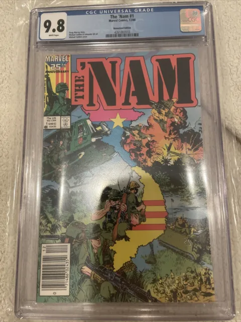 The Nam 1 cgc 9.8 NEWSSTAND WHITE PAGES. 12/86 Marvel Comics