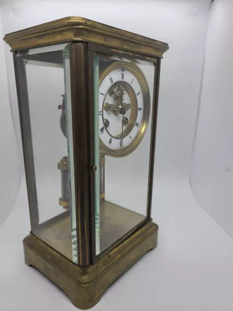 Antique 1800's S. MARTI French Victorian Brass & Glass Crystal Regulator Clock 2