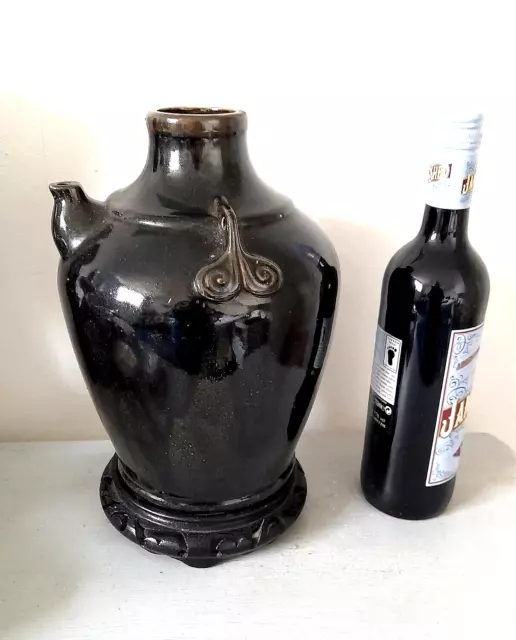 Chinese Monochrome Flambe Wine/Water Pot - drilled as a lamp 1.37kg