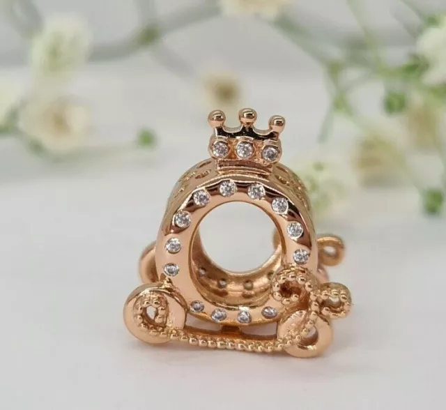 Authentic PANDORA Rose gold   Crown O Carriage Charm