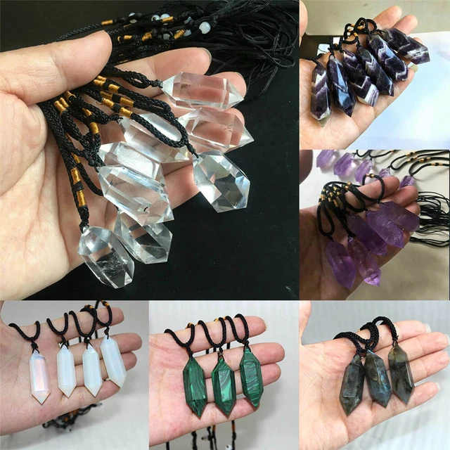 1*Natural Crystal Pendulum Quartz Stone Pendant Chakra Healing Gemstone Necklace