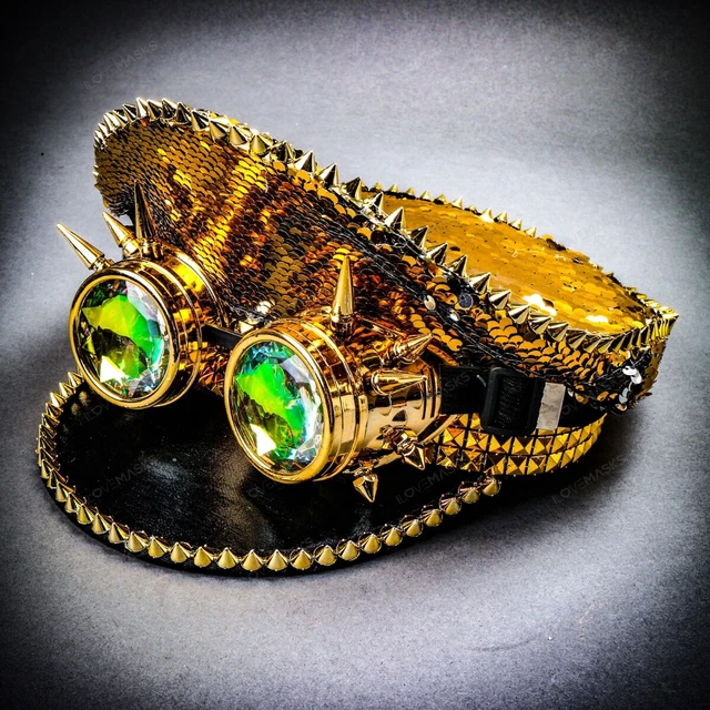 STEAMPUNK BURNING MAN Festival Captain Hat Party Costume 3D Rhinestones Top Hat £37.04 PicClick UK