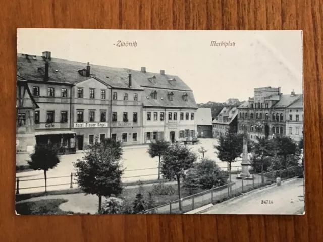 Ak * Zwönitz * Marktplatz * Hotel Blauer Engel * 1912 *