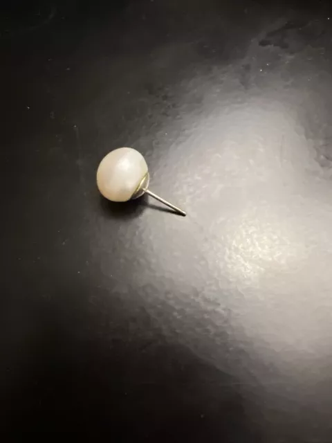 Estate Single Pearl Earring Sterling Silver Classic Stud Genuine Vintage