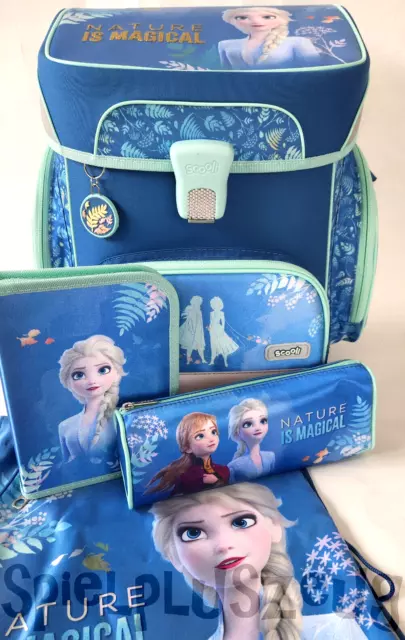 Scooli Frozen II Schulranzen Set 4-tlg Easy Fit Mädchen Elsa Ranzen Blau Grün