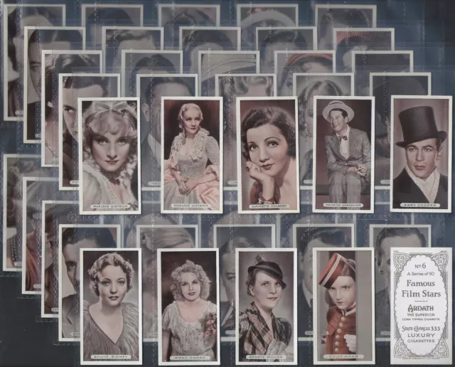 Ardath-Full Set- Famous Film Stars 1934 (50 Cards) Excellent+++