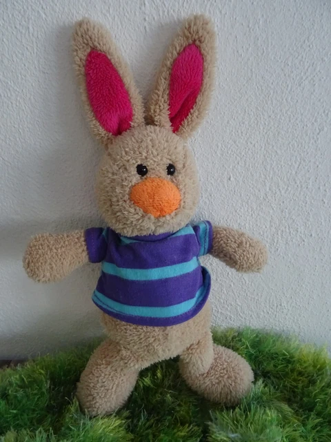 🐝  Hase  T-Shirt gestreift Kuscheltier Stofftier Plüschtier 29 cm Nase Orange