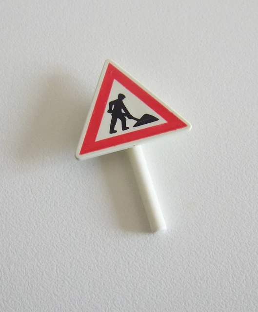 Accessoire Playmobil : Panneau De Signalisation Avec Chien - Vintage - Pour Univers Ville Et Transports