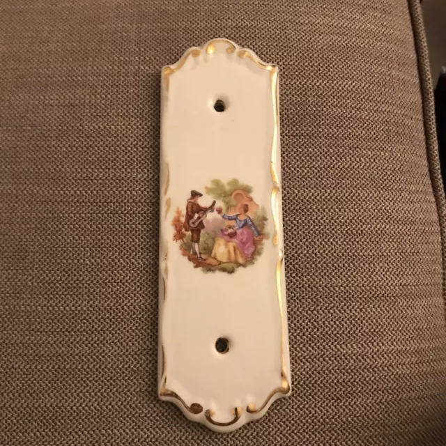 French Door Finger Push Back plate porcelain  Limoge Antique Couple Victorian