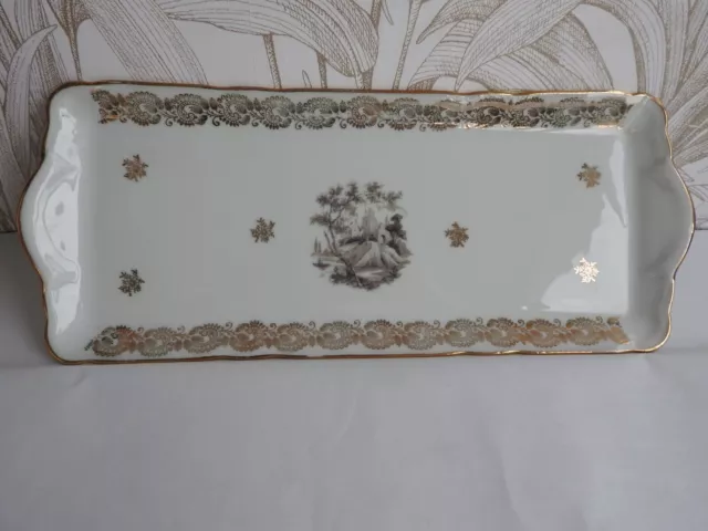 Ancien Plat A Cake Buches Gateaux En Porcelaine De Limoges Plateau