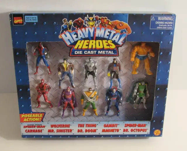Marvel Heavy Metal Heroes 10 Die Cast Metal Figures Toy Biz 1998 New Sealed