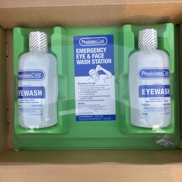 PHYSICIANSCARE 54613 Eye Wash Station, 2-32 oz. Bottles