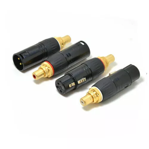 2x Vergoldet 3Polig XLR to RCA Socket Cinch Adapter Balanced Plug Konverter