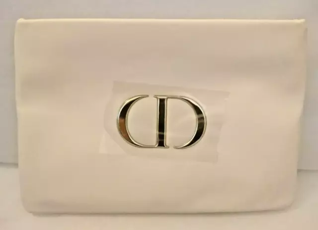Christian Dior Pochette Pouch Clutch Borsetta Trousse Bianco Panna Cd Oro Gold