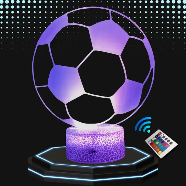 Lampe de chevet 3D LED ballon football - Veilleuse changement de couleurs