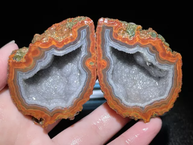A Pair Rough Agate / Achat Nodule Chinese Fighting Blood Agate Xuanhua 78G Y50