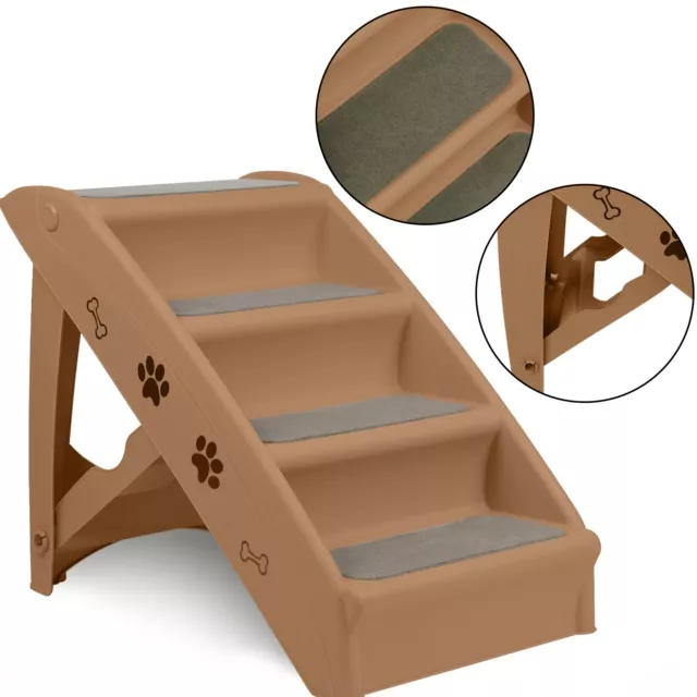 Klappbar Hundetreppe Haustiertreppe 4 Stufen Steighilfe Anti-Rutsch Katzentreppe