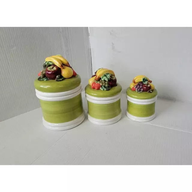 Vintage Italian Capodimonte Style Canister Set of 3 Fernanda Canisters