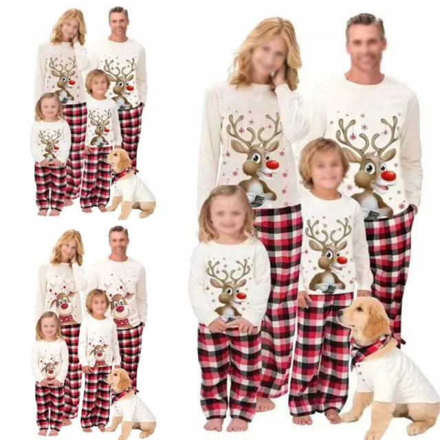Family Matching Christmas Pajamas Set Adult Kids Dogs Xmas Pyjamas Nightwear PJs