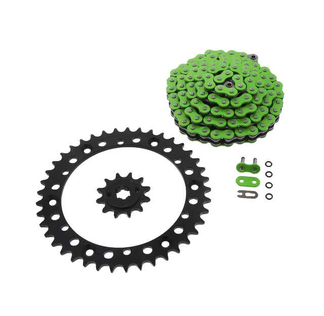 Green O-Ring Drive Chain & Sprocket Kit For Kawasaki KL650 KLR650A 1990 - Foto 12