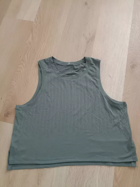 Lululemon green boxy fit muscle tank top size AU 12