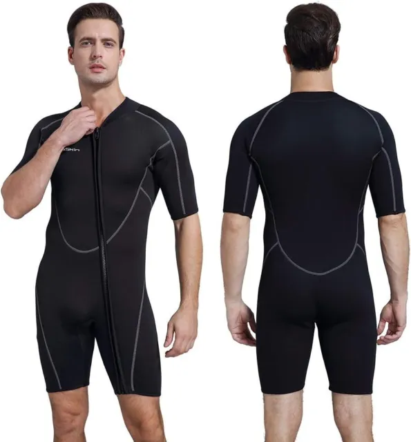 Seaskin Men's - XL 3mm Short Sleeve Shorty Wetsuit for Dive, Snorkel, Surf, Swim