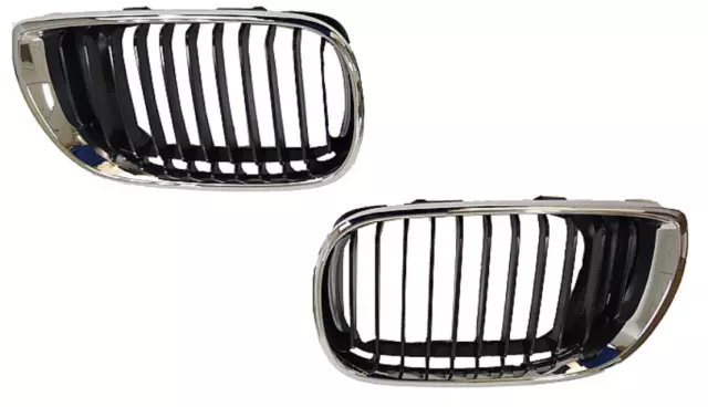 2x GRILLE de CALANDRE AVANT G / D pour BMW 3 E46 Facelift 2001-2005 CHROME NOIR