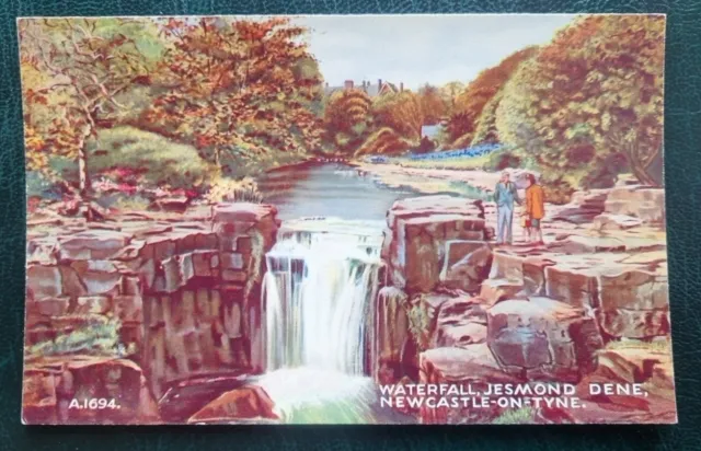 Waterfall Jesmond Dene Newcastle-on-Tyne Valentine's Art Colour GW Blow Postcard