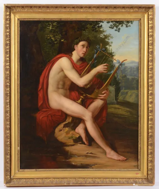 Charles-Philippe Auguste Lariviere-Attrib. "Apollo playing lyre", oil on canvas