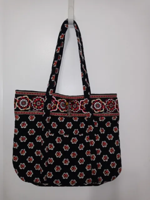 Vera Bradley Pirouette Black Quilted Floral Print Travel tote/Shopping/Shoulder