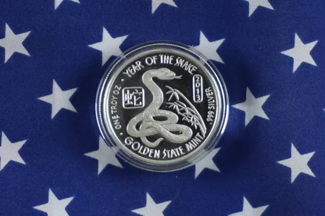 GSM 2013 Year Of The Snake Uncirculated 1oz .999 Fine Solid Silver Round   K