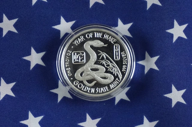 GSM 2013 Year Of The Snake Uncirculated 1oz .999 Fine Solid Silver Round   K