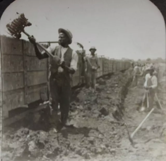 Tennessee Stereoview Phosphate Mining Railcar Worker Loading Ore  1900s