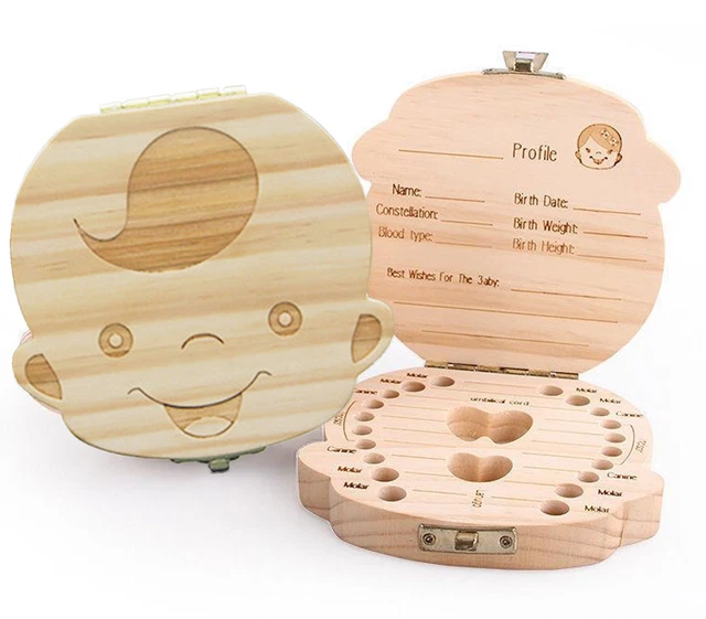 Rangement Petit Enfants Neuf Bébé Dent Souvenir Bois Boîte Garçon Fille Sauver