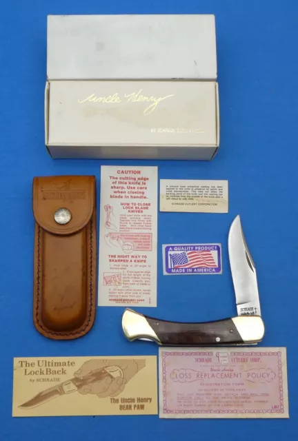 Schrade USA made {LB7} “Bear Paw”-Lockback Folding Knife-Sheath/Box/Papers