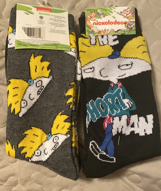 New Nickelodeon Mens 2 Pair Of HEY ARNOLD Novelty Crew Socks ‘SHORT MAN’ 1 Pack
