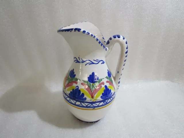 Vintage  Handpainted  Glazed Water  Pitcher , Jug , Vase