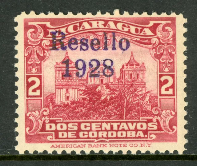Nicaragua 1928 Cathedral Resello Scott 455 Mint  D880 ⭐⭐⭐⭐⭐⭐