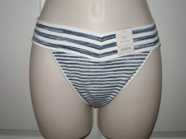 Women's Striped Seamless Thong - Auden™ Coral XL