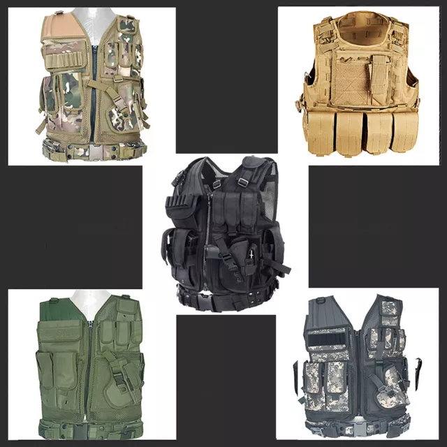 Military Vest Molle Tactical Plate Combat Paintball Army Carrier Hunting Armor